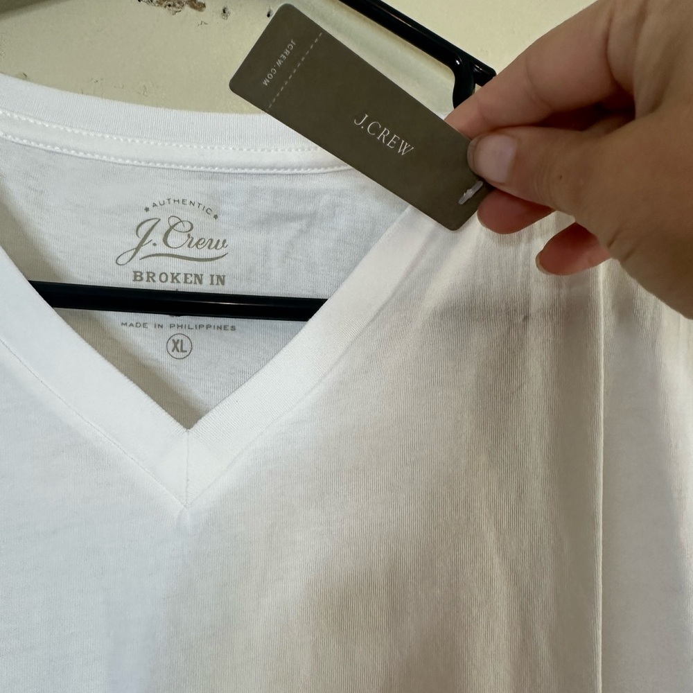 J.CREW NWT Vintage Jersey White Classic-Fit V-Neck T-Shirt XL BY361 - Picture 5 of 6
